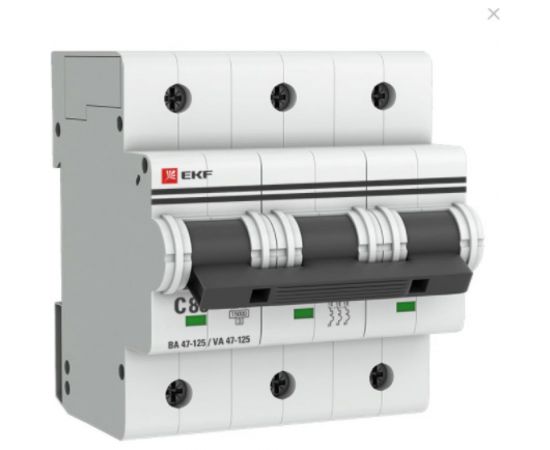 Автоматический выключатель EKF PROxima ВА 47-125, 3P, 80А, 15кА SQmcb47125-3-80C 
