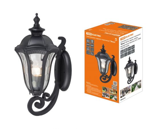 Садово-парковый светильник TDM ""Вена"" 60 Вт, вверх, алюминий, прозрачное/черный, Е27, SQ0330-0204 