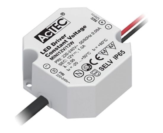 Блок питания AcTEC 12В, 12Вт, IP65, 1A, 50x48x24мм MINI12V/12W 