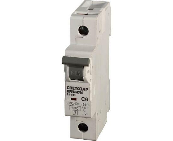 Автоматический выключатель СВЕТОЗАР ПРЕМИУМ 1-полюсный, 63 A, C, откл. сп. 6 кА, 230 / 400 В SV-49021-63-C 