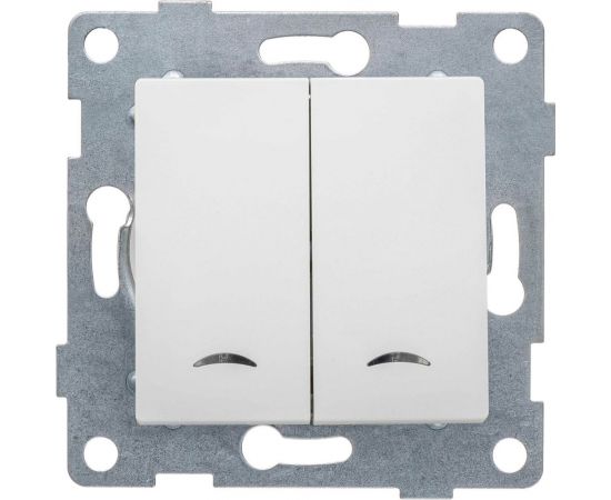 Механизм выключателя GUSI ELECTRIC 2 клавиши, индикатор, СУ, 10А, 250В, жемчуг С11В28-028 