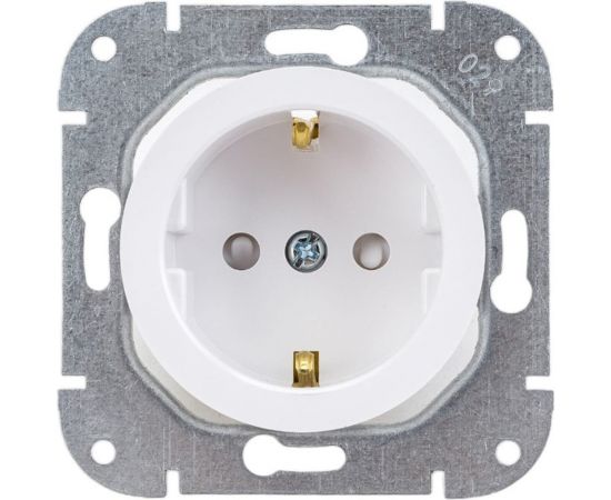 Механизм розетки Bylectrica 1-местная, скрытая установка, с заземляющим контактом, со шторками, серия ПРОВАНС, белый РС16-1406 