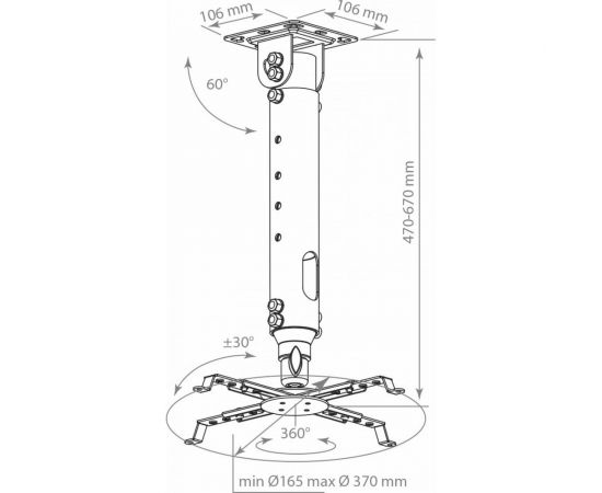 Кронштейн для проекторов Kromax PROJECTOR 100 grey 20039 – изображение 12