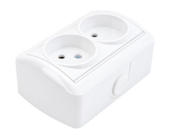 Двойная розетка Lezard NATA, без заземления, закрытый корпус, керамика, белый, 710-0200-128 – изображение 2