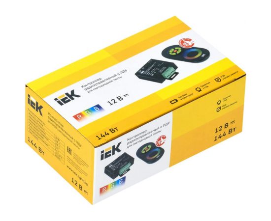 Контроллер с ПДУ IEK радио, RGB, 3 канала, 12В, 4А, 144Вт, черный LSC1-RGB-144-RF-20-12-B – изображение 2