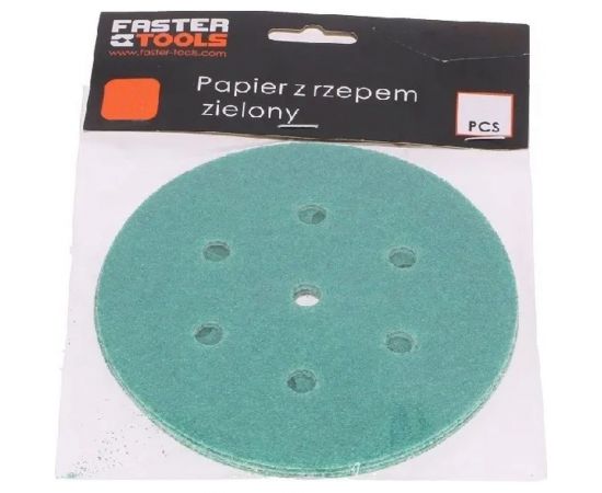 Круг шлифовальный на липучке - зелёный 125 мм, 5 шт, P220 FASTER TOOLS 8543 – изображение 2