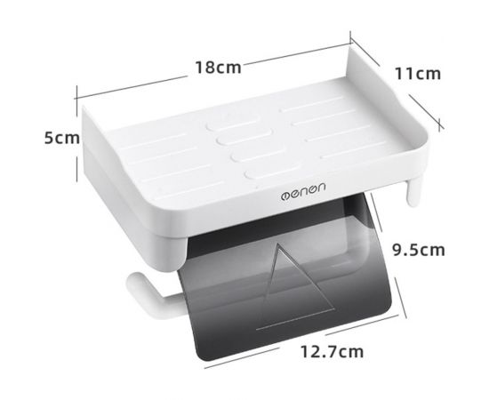 Держатель для туалетной бумаги URM настенный, с пластиковой полкой, 18x13x11 см, серый D01226 – изображение 2