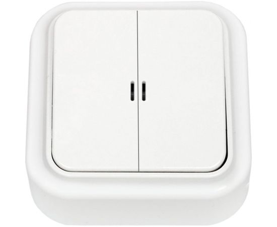 Выключатель Bylectrica 2-клавишная, открытая установка, 10А с подсветкой, серия ПРАЛЕСКА, белый, А510-215 – изображение 2