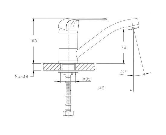 Смеситель для умывальника/кухни RUSH Fiji с поворотным изливом, хром FI1835-26 – изображение 2