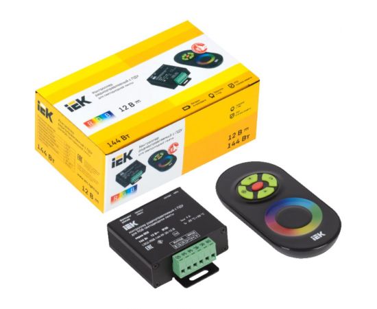 Контроллер с ПДУ IEK радио, RGB, 3 канала, 12В, 4А, 144Вт, черный LSC1-RGB-144-RF-20-12-B – изображение 3