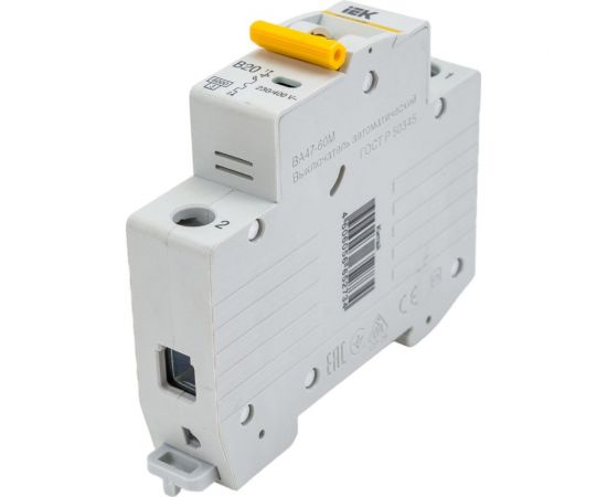 Автоматический выключатель IEK ВА47-60M 1Р 20А 6кА B MVA31-1-020-B – изображение 3