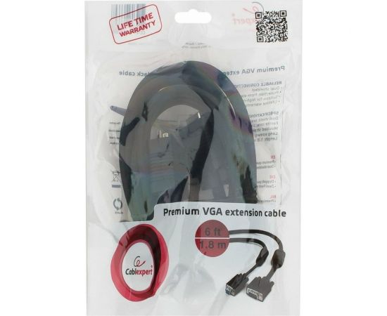 Кабель удлинитель Cablexpert, VGA, Premium, 15M/15F, 1.8м, черный CC-PPVGAX-6B – изображение 3