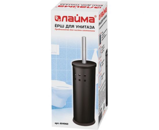 Ерш для унитаза с подставкой ЛАЙМА металл, черный, глянцевый, 604960 – изображение 3