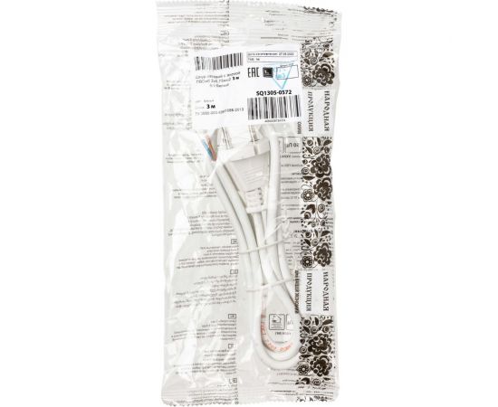 Шнур TDM сетевой с вилкой ПВСмб 2x0,75мм2 3м б/з белый Народный SQ1305-0572 – изображение 3