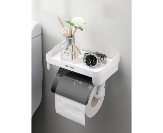 Держатель для туалетной бумаги URM настенный, с пластиковой полкой, 18x13x11 см, серый D01226 – изображение 4