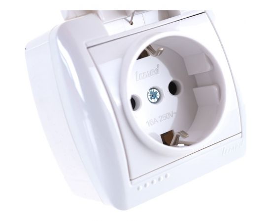 Розетка Lezard, NATA, с/з, с крышкой, белая керамика, 710-0200-123 – изображение 4