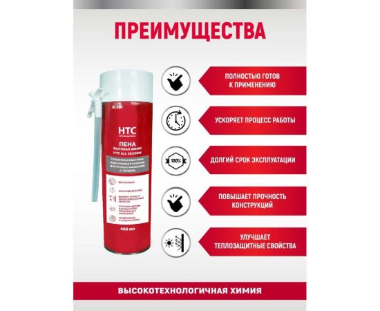 Монтажная пена (бытовая мини) CEMMIX нтс 400 мл HTC-Pena-b04 – изображение 4