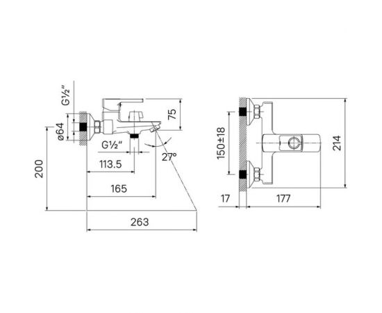Смеситель для ванны IDDIS Bild черный матовый BILBL00i02WA – изображение 4