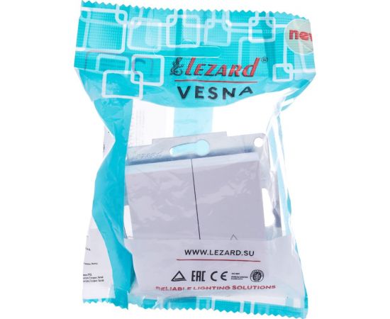 Проходной двойной выключатель Lezard VESNA белый 742-0288-106 – изображение 6