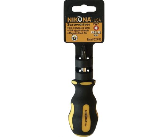 Отвертка NIKONA крестовая Pozidriv, Cr-V, PZ 2x38 мм, шестигранная 22-635 