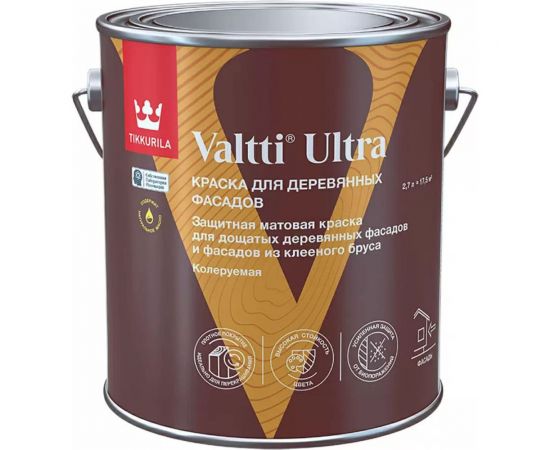 Краска Tikkurila valtti ultra база А, 2.7 л, для деревянных фасадов 260551 