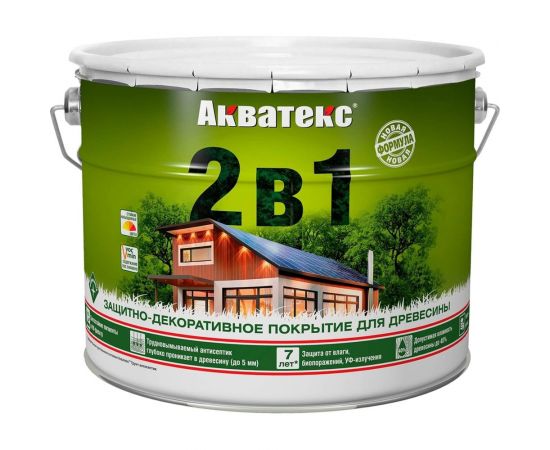 Защитно-декоративное покрытие для дерева Акватекс полуматовое, 9 л, дуб 257226 