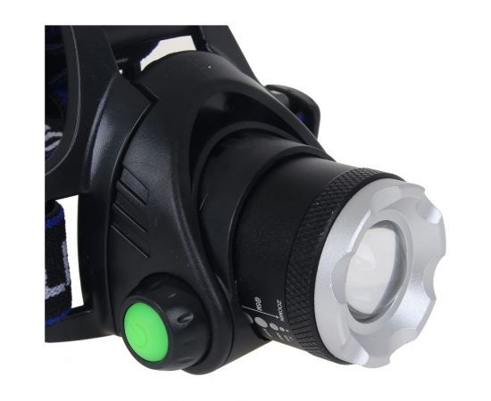 Налобный фонарь ЧИНГИСХАН 1 T6 LED, с фокусировкой, 2х1200мАч, 3 режима, пластик 221-024 – изображение 2