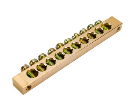 Шина ЭРА NO12204 PEN земля-ноль 6x9мм 10/2 латунная с креплениями по краям Б0047218 – изображение 2