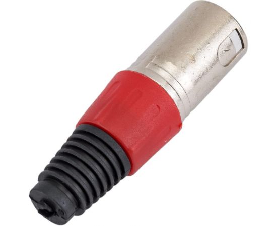 Разъем XLR 3P штекер Pro Legend металл цанга на кабель, красный, PL2175 – изображение 2