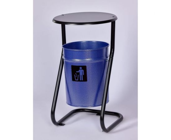 Урна уличная ПРОФМЕТСТИЛЬ металлическая, синий металлик, с крышкой, с креплением в асфальт 645 – изображение 2