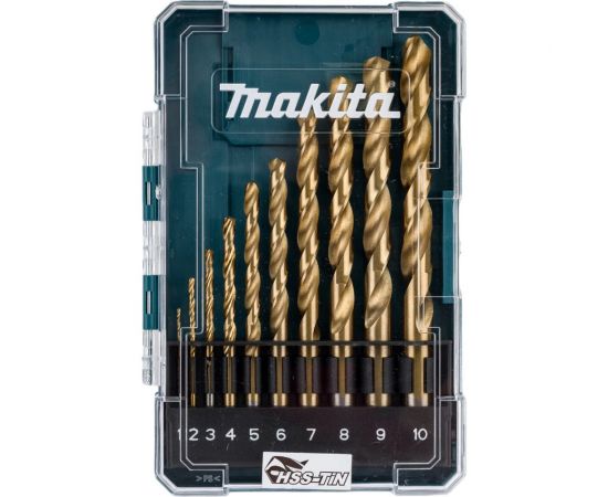 Набор сверл по металлу HSS-TiN Economy 10 шт.,1-10 мм Makita D-72849 – изображение 2