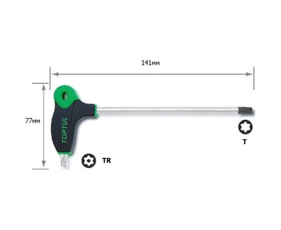 Ключ с L-образной ручкой TOPTUL TORX T10 AIED1014 – изображение 2