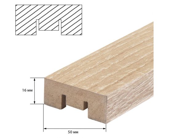 Интерьерная рейка Стильный Дом МДФ, 2700x50x16 мм, дуб сонома, 7 штук v530989 – изображение 3