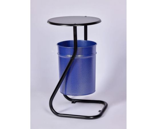 Урна уличная ПРОФМЕТСТИЛЬ металлическая, синий металлик, с крышкой, с креплением в асфальт 645 – изображение 3