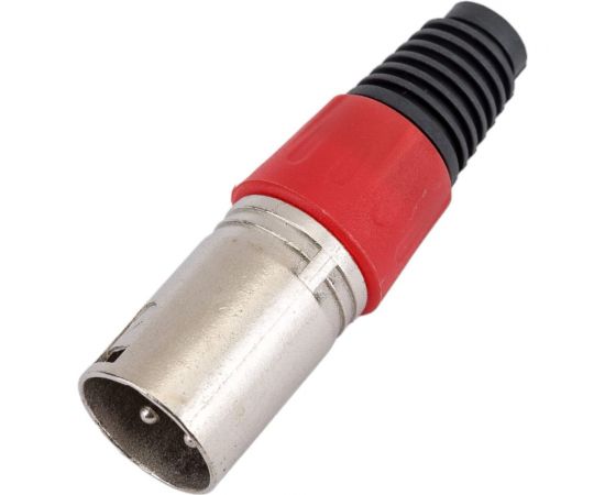 Разъем XLR 3P штекер Pro Legend металл цанга на кабель, красный, PL2175 – изображение 3