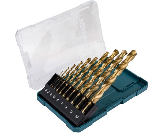 Набор сверл по металлу HSS-TiN Economy 10 шт.,1-10 мм Makita D-72849 – изображение 4