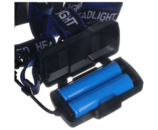 Налобный фонарь ЧИНГИСХАН 1 T6 LED, с фокусировкой, 2х1200мАч, 3 режима, пластик 221-024 – изображение 5