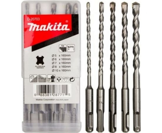 Набор буров SDS-PLUS 5/6/7/8/10x160 мм 5 шт. Makita D-20703 