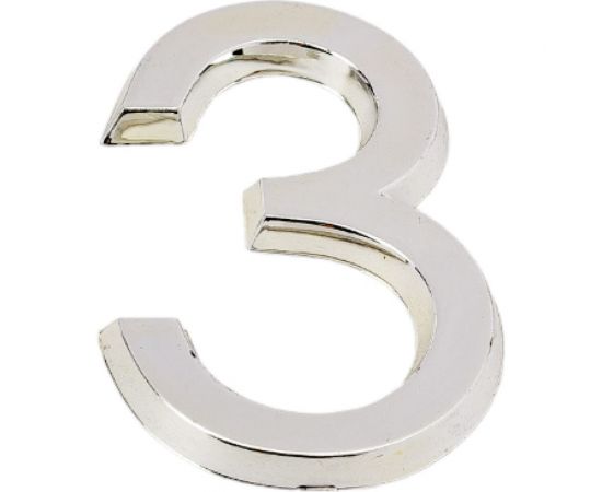 Самоклеящаяся цифра FUARO "3" ABS (50x37) CP хром 46903 