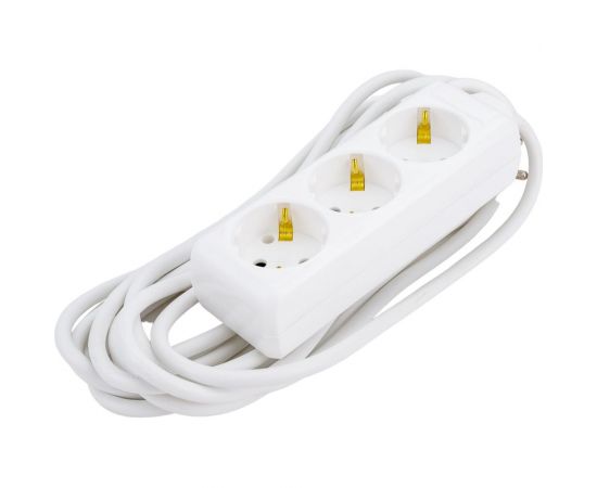 Бытовой удлинитель IEK 3 розетки шнур 5м с заземлением 16А WYP10-16-03-05-Z-N 