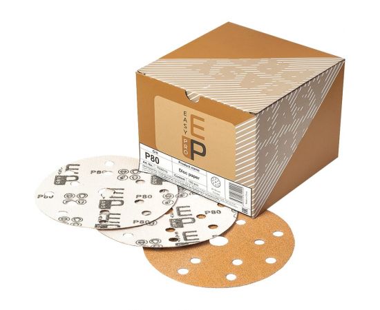 Круг абразивный на бумаге 150 мм, P80, 15 отв., 100 шт EASY PRO 7008010 