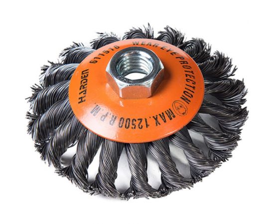 Щетка плоская (100 мм; М14Х2; крученая металлическая проволока 0.5 мм) для УШМ HARDEN 611516 
