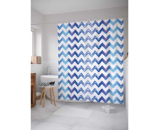 Штора (занавеска) для ванной JoyArty ""Классические зигзаги"" из сатена, 180х200 см с крючками, sc_17178 