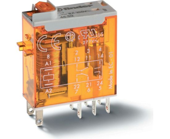 Миниатюрное промышленное реле Finder 2 перекидных контакта 8А, = 24В DC, 465290240040 