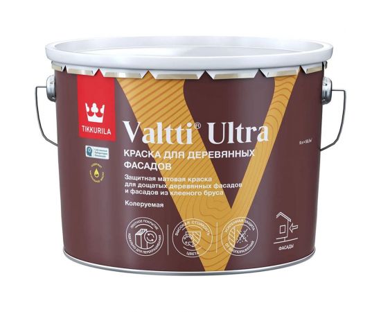Краска Tikkurila valtti ultra база С, 9 л, для деревянных фасадов 260556 