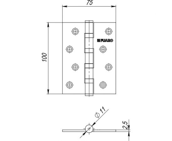 Универсальная петля FUARO IN4400U-BL CP (4BB/BL 100x75x2,5) хром, блистер 24029 – изображение 2