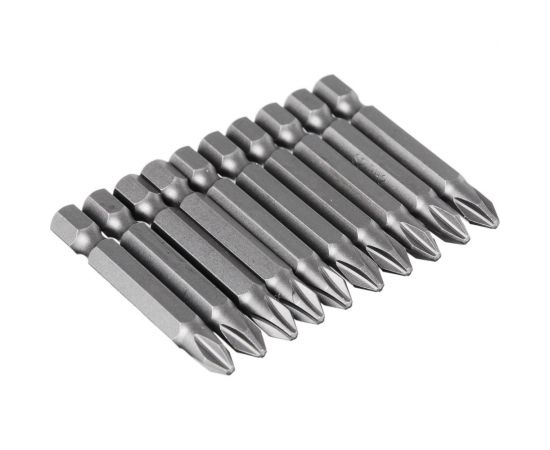 Биты PH2, 50 мм, 10 шт для шуруповерта ЕРМАК 657-033 – изображение 2