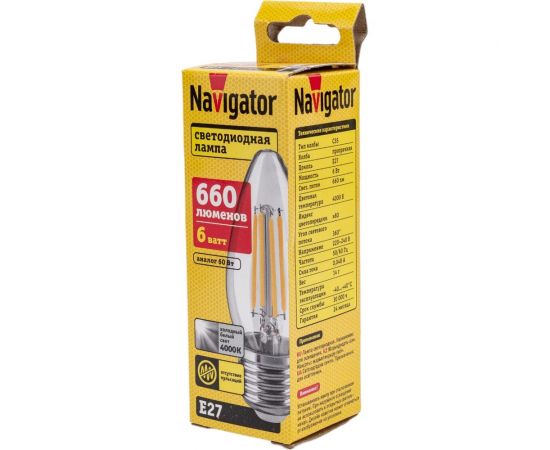 Лампа Navigator NLL-F-C35-6-230-4K-E27 14008 – изображение 2