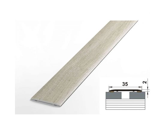 Порог прямой алюминиевый (35 мм; 0.9 м; ламинированный; дуб пепельный светлый) Лука УТ000028397 – изображение 2