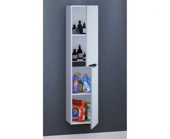 Шкаф-пенал для ванной Uperwood Tanos_33х27х150 см, подвесной, правый, белый/графит 2910202151 – изображение 2